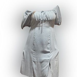 Blue floral peasant dress L